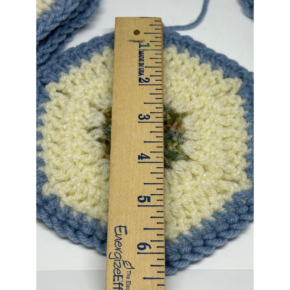 Handmade Crochet Hexagon Granny Squares Lot Blue Cream Excellent Craft Motifs - Picture 3 of 6